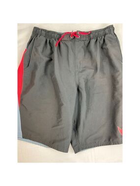 Men’s Nike Swim Trunks Beach Board Shorts Size XL Gray Orange Swoosh EUC